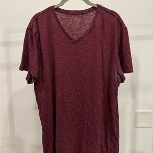 Express Maroon V-Neck Short Sleeve Tee